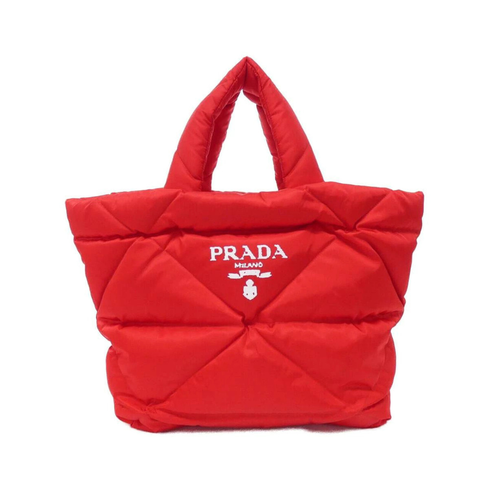 Prada Padded Re Tote Bag quilted geometric white embroidered